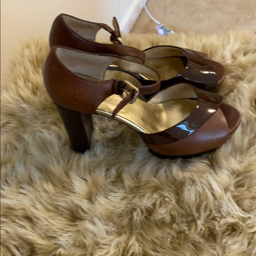Platform Brown and tan heel sandals